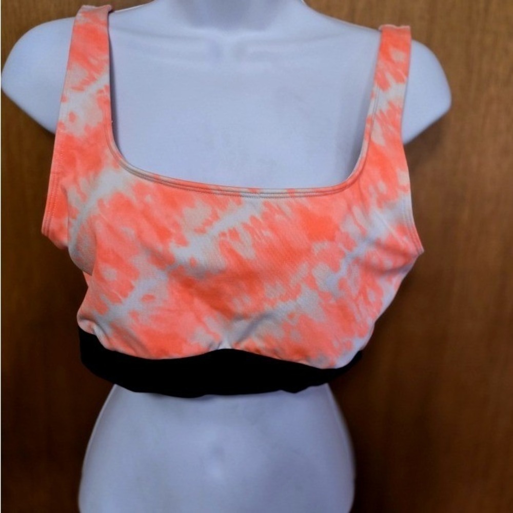 Pink VS Ultimate Orange Tie Dye Sports Bra Tank Top  Workout Fitness Large